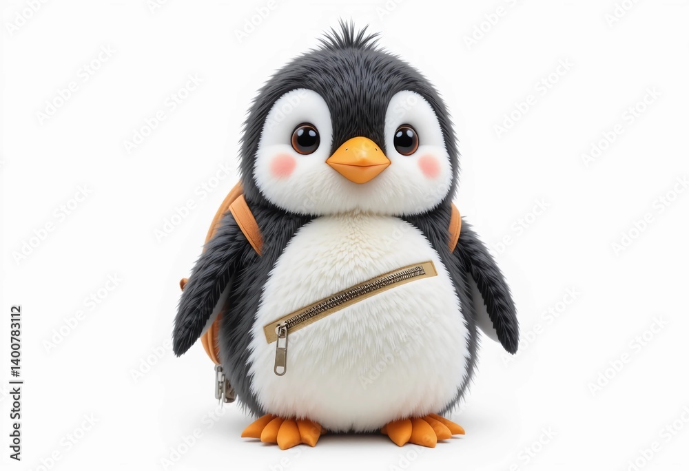 Obraz premium Adorable penguin featuring a backpack-style zipper