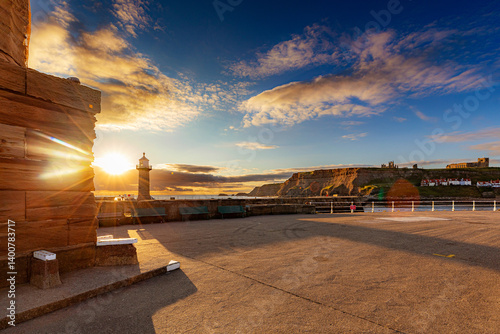 Whitby, UK, sunrise, early morning, seaside, harbour, old port, fishing port.