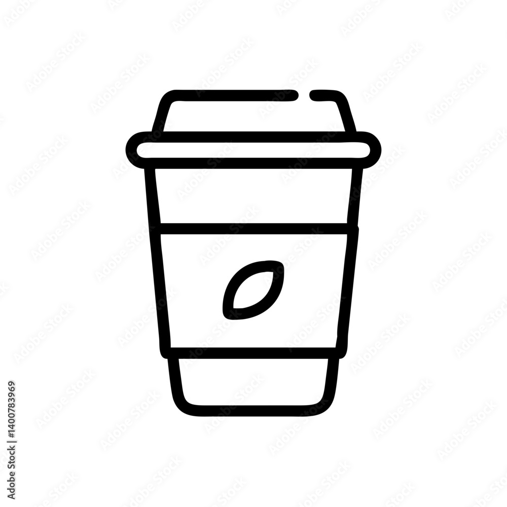 Line Art Coffee Cup Icon on Transparent Background Line Art Coffee Cup Icon on Transparent Background