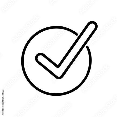 Check Mark Icon in Minimalistic Style on Transparent Background  