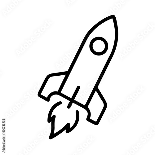 Rocket launching upward on a transparent background  