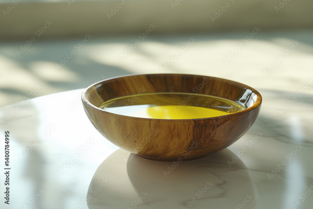 Minimalist Flat Lay with Wooden Bowl and Coffee