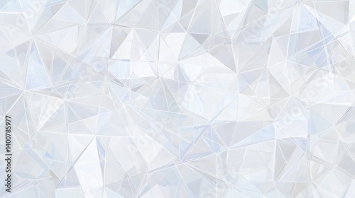Shimmering white geometric pattern adorned with crystal-like facets, minimalist business style background
