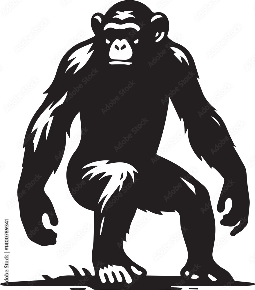 Obraz premium Monkey Clipart Silhouette, monkey illustration, monkey silhouette vector isolated on white background