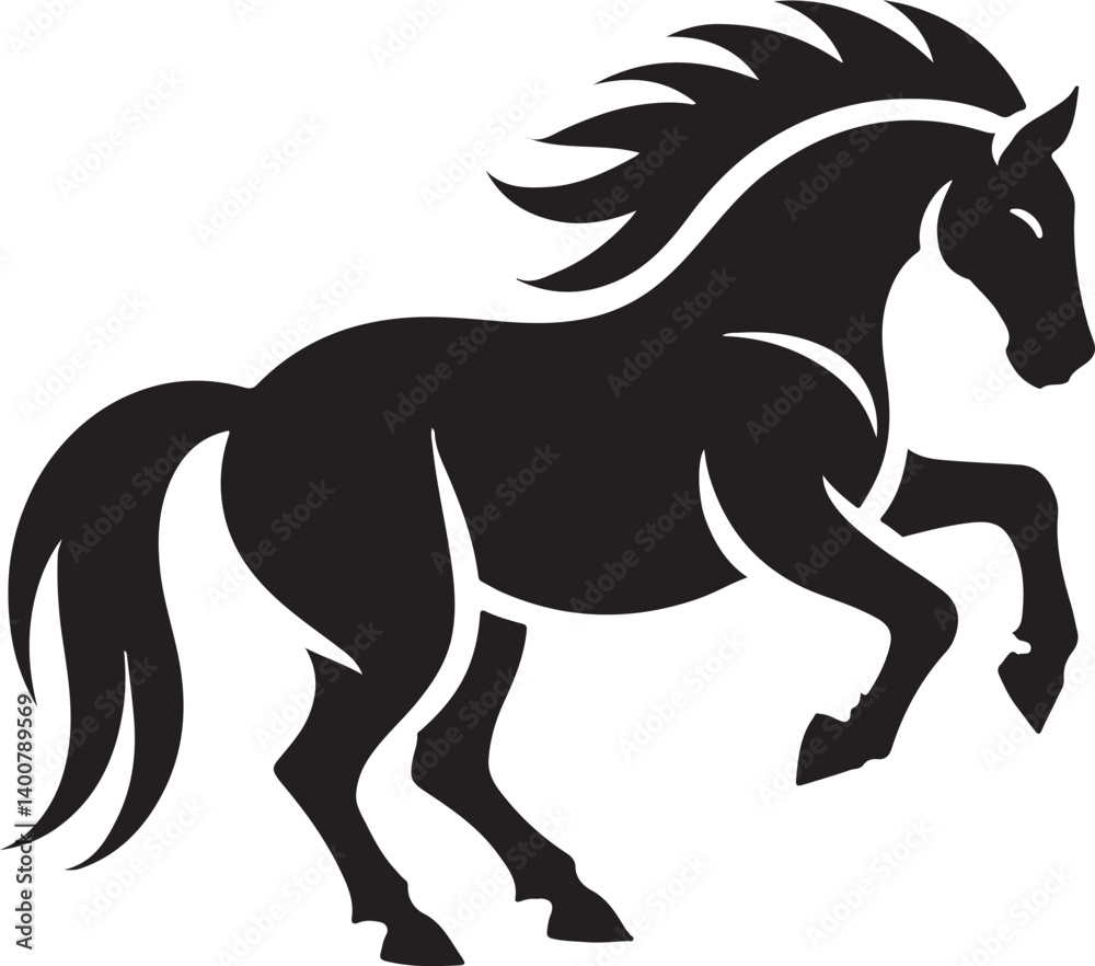 Fototapeta premium Rearing Horse Silhouette Vector