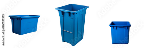 Set of A image of a large blue plastic bin isolated on a transparent background