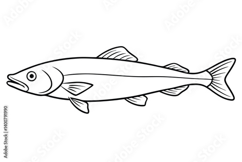 set of haddock fish line art 