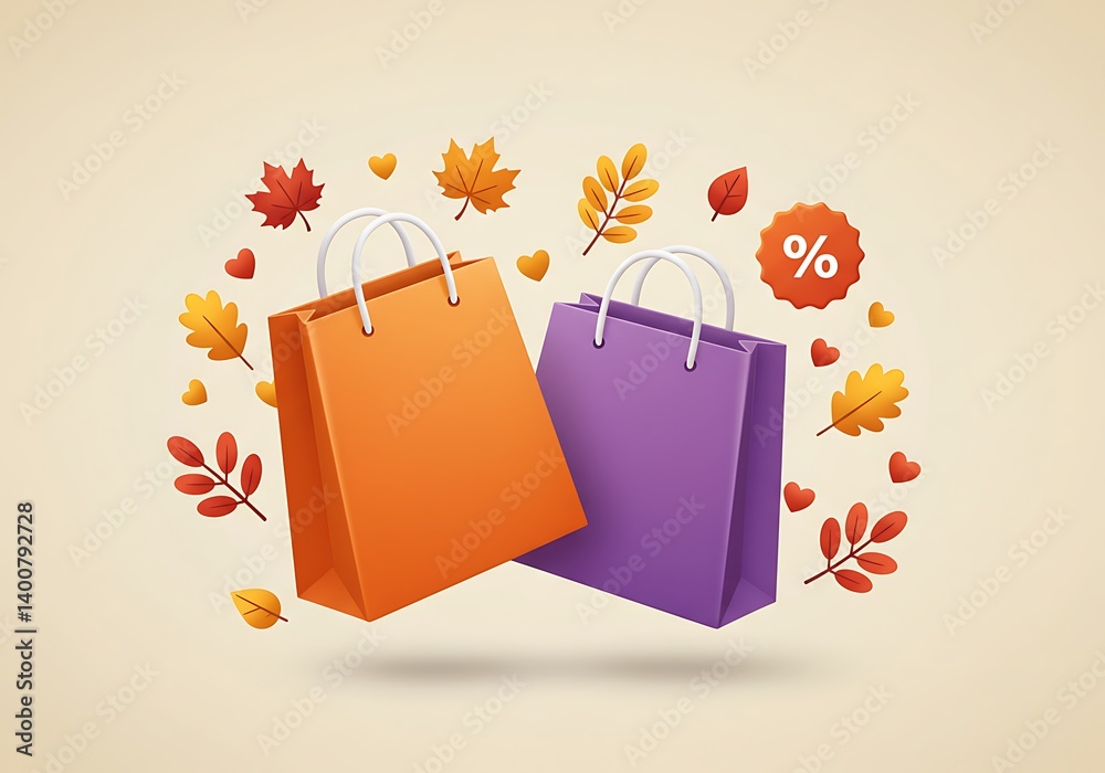 Autumn Shopping Bags with Discount Offer banner