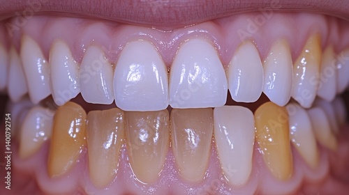 A close up photograph of a healthy set of human teeth