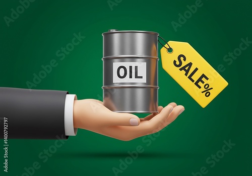 Obraz na płótnie Oil Barrel on Sale: Business Opportunity w salonie