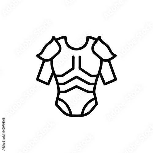 Minimalist Vector Illustration Of Medieval Body Armor Outline Style Depicting Protection And Strength