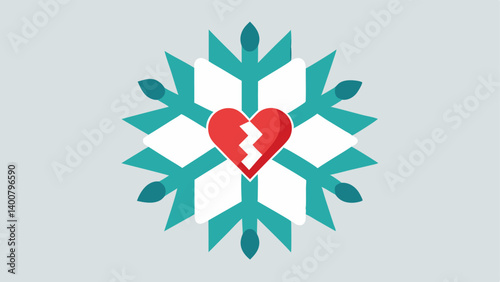 Snowflake Symbol A decorative snowflake design that incorporates elements symbolizing healing like a heart or bandage to represent the essence of cold therapy.