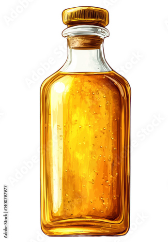 Bottle with oil isolated, no background.