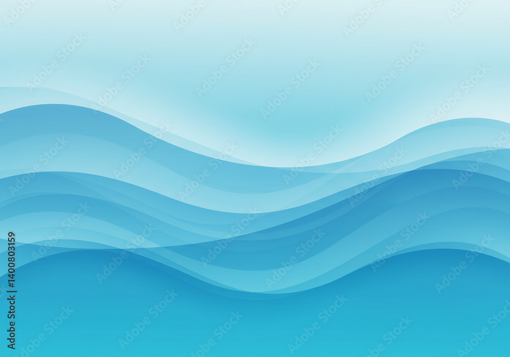 Fototapeta premium Abstract Blue Waves Background Smooth Gradient Teal and Aqua Water Texture