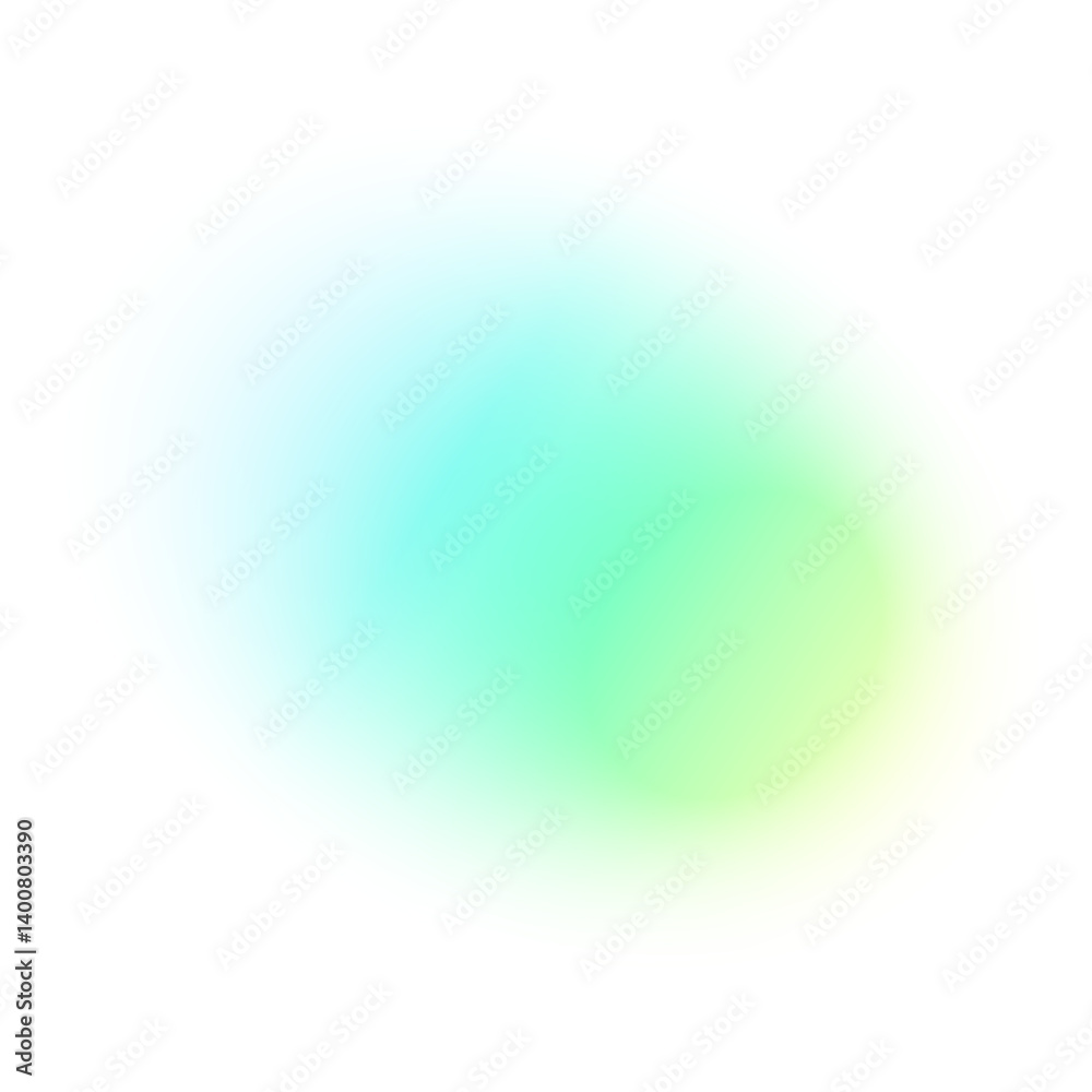 Abstract gradient background with blue and green aura, blurred modern shapes, violet bubble design, futuristic Y2K color palette. Flat vector illustration isolated on white background.
