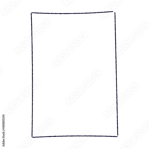 Hand drawn rectangular frame with rough brush strokes, sketchy pencil and marker border, scribbled square box outline. Flat vector illustration isolated on white background.