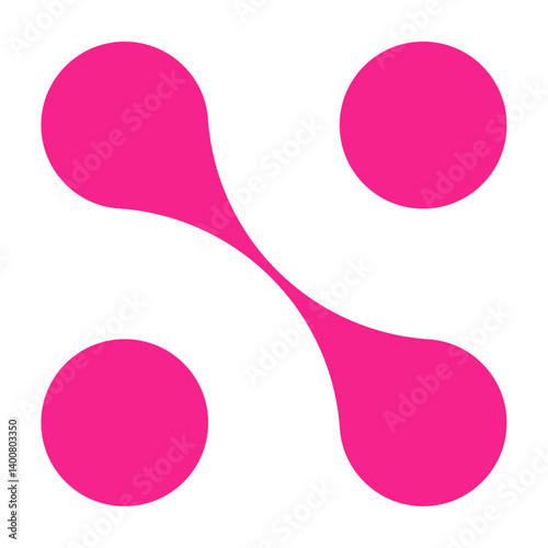 Pink circle blob connect pattern. Organic morphing shapes and logo dots. Flat vector illustration isolated on white background.