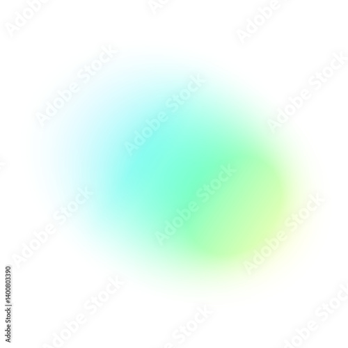 Abstract gradient background with blue and green aura, blurred modern shapes, violet bubble design, futuristic Y2K color palette. Flat vector illustration isolated on white background.