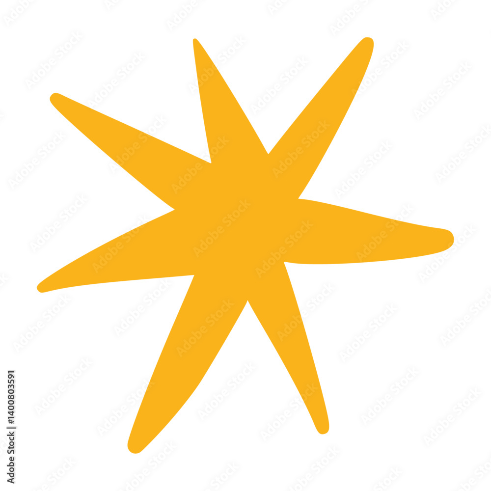 Obraz premium Blue and yellow hand-drawn star doodles with brush and crayon textures. Sketchy line patterns, graphic marker elements. Flat vector illustration isolated on white background.