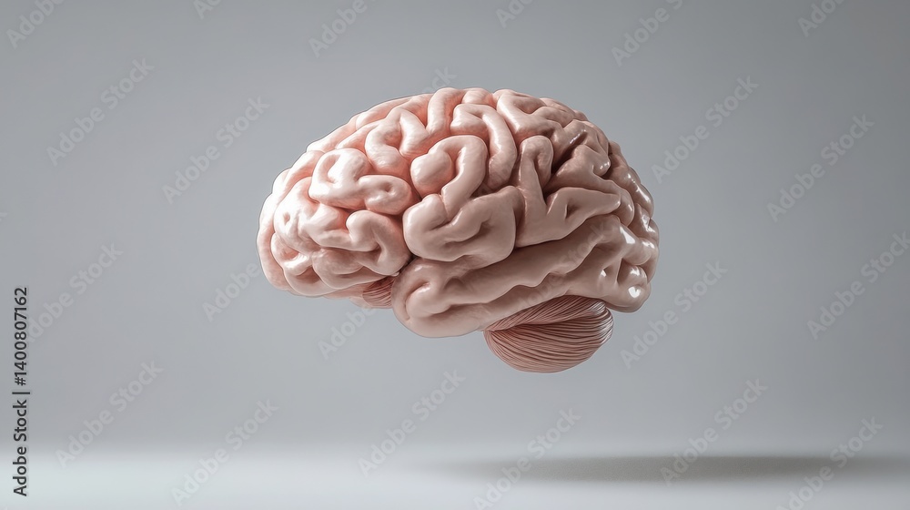 A three dimensional anatomical rendering of a human brain A three dimensional anatomical rendering of a human brain