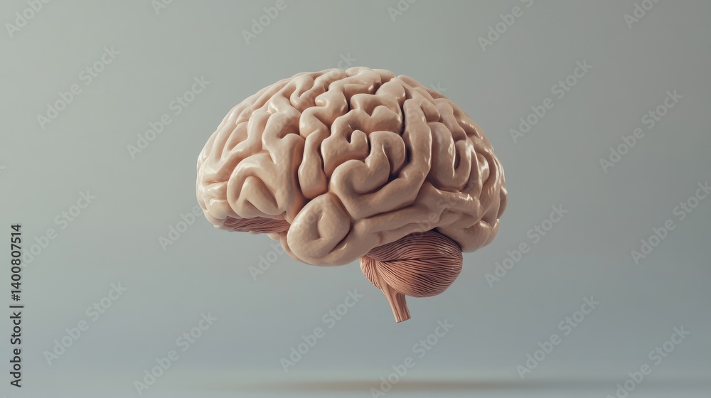 A three dimensional rendering of a human brain in detail A three dimensional rendering of a human brain in detail