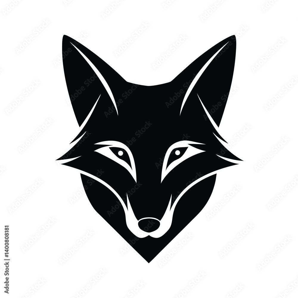 Obraz premium fox head sharp ears vector art silhouette