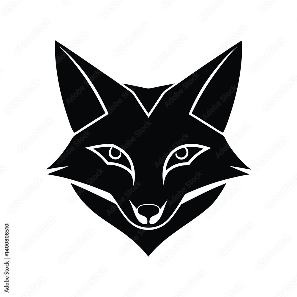 Obraz premium fox head sharp ears vector art silhouette