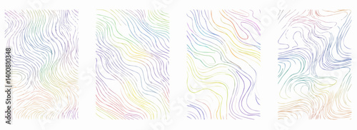 Vector pattern set of a repetition of lines on a clean white background