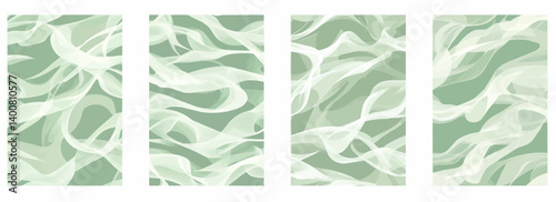 Vector pattern set of a repetition of smoke lines on a green background