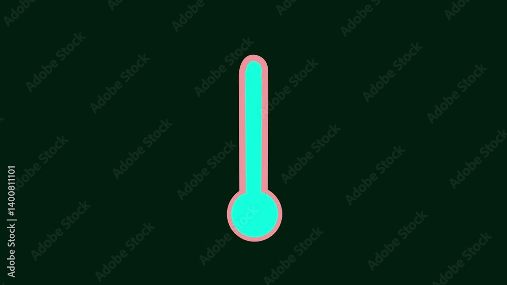 Classic glass thermometer temperature going up, extreme heat 4k animated.