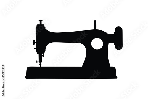 Sewing machine silhouette on white background