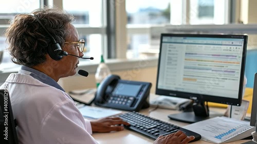 Wallpaper Mural Doctor Reviewing Patient's Chart on Monitor in Bright Clinic Torontodigital.ca