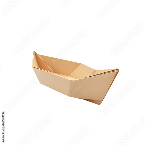 Obraz na płótnie A white origami boat constructed from folded paper with pointed corners and a central sail shown on a transparent background as a clean mockup w salonie