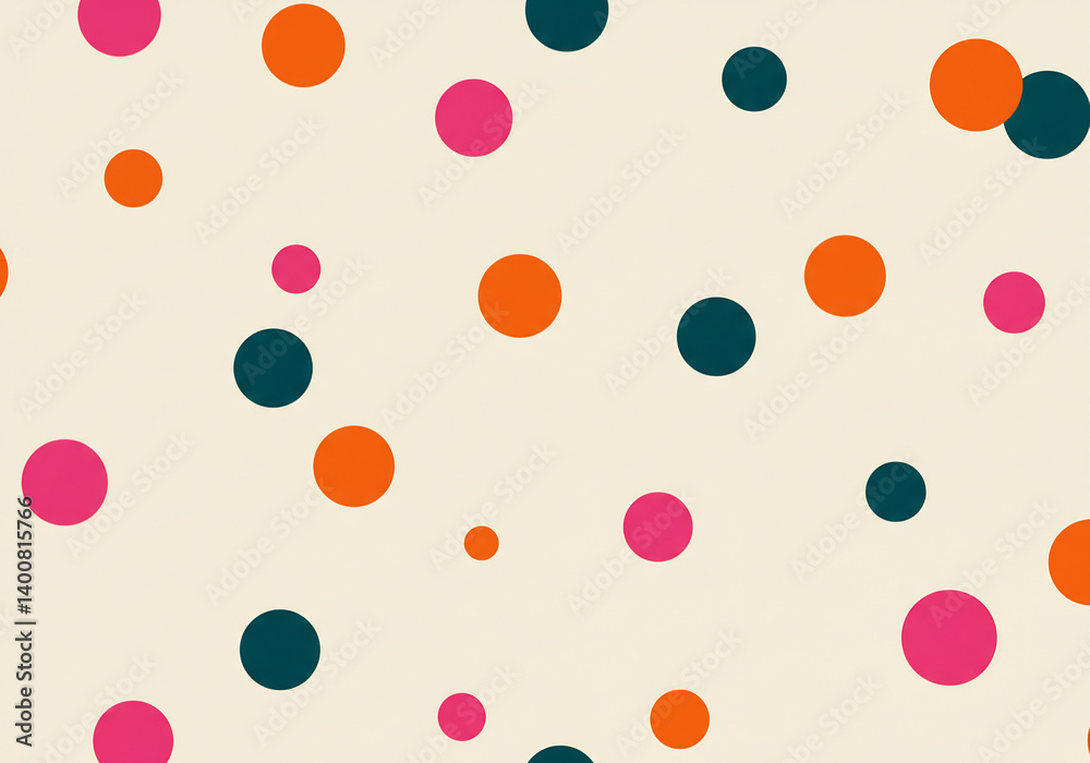 Colorful Scattered Circles Pattern on Beige Background Colorful Scattered Circles Pattern on Beige Background