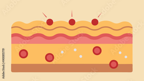 Delivery Mechanism An illustration showing a crosssection of skin with nanoparticles entering through the epidermis moving toward the dermis where age spots reside.