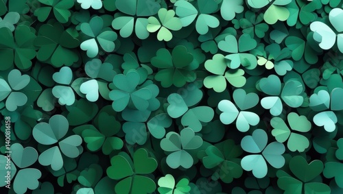 Vibrant Green Clover Motifs Symbolizing Luck And Celebration For St. Patrick's Day, Featuring Artistic Shamrock Designs On A Festive Background.