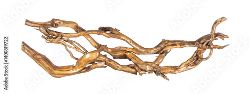 dry crooked stick branch isolated on white background