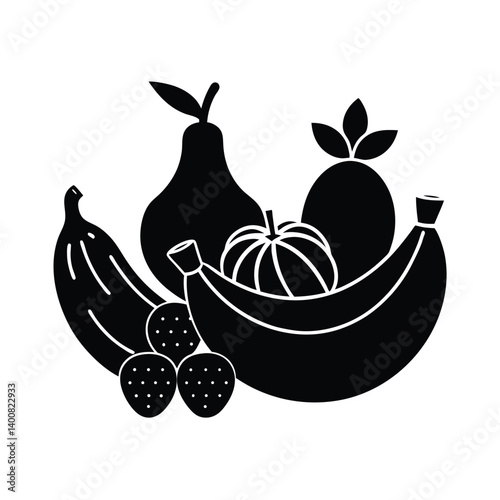fruit offerings oranges bananas vector art silhouette