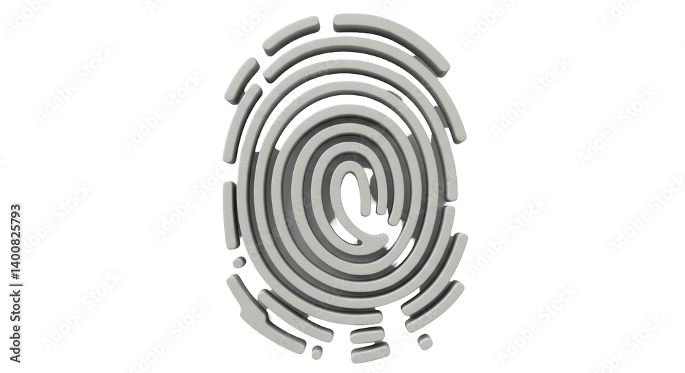 Isolated fingerprint with at symbol Isolated fingerprint with at symbol
