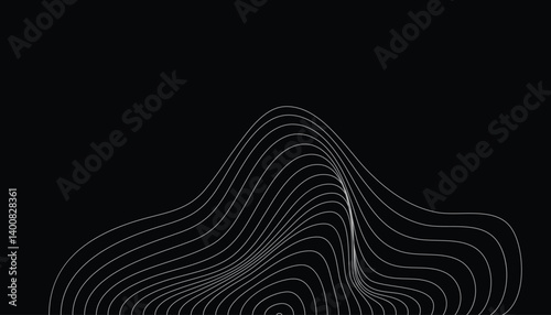 Thick abstract contour lines flowing in rhythmic topographic style