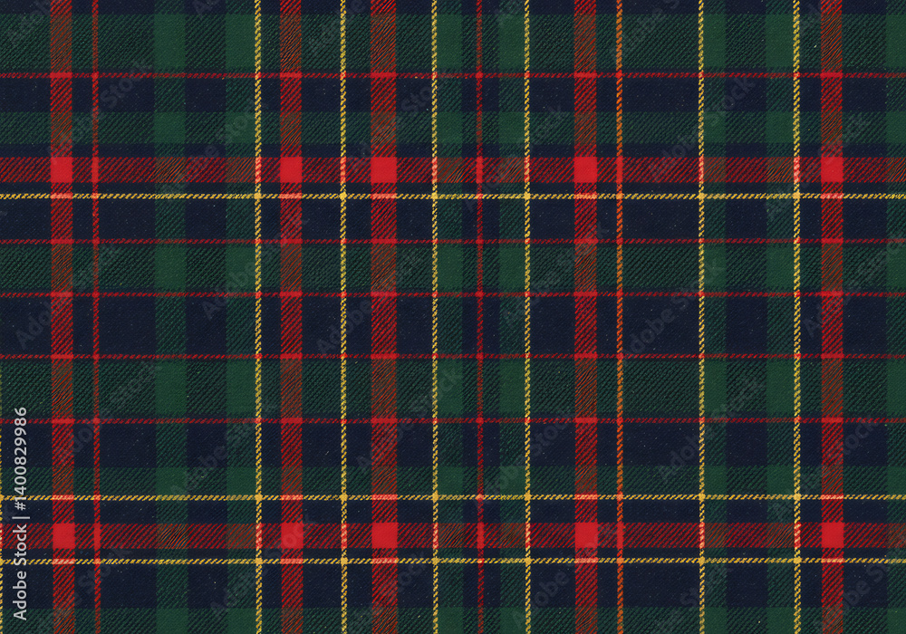 Fototapeta premium Detailed Green Red and Gold Plaid Fabric Texture