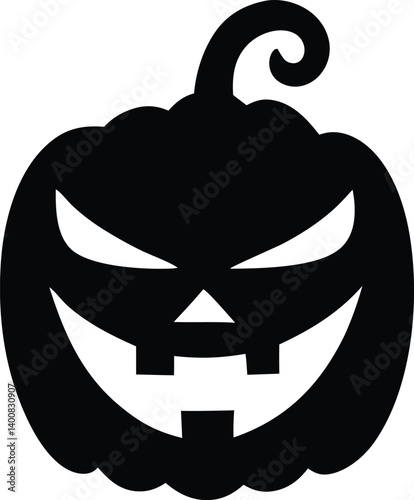 "Scary Halloween pumpkin with evil eyes and spooky sharp smile illustration"