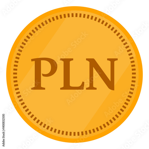 pln coin polish zloty Poland national currency cartoon money illustration on transparent background