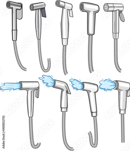 bidet sprayer set cartoon vector illustration
