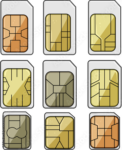 sim card set cartoon vector illustration