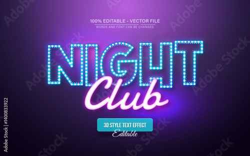 Night club glow text effect editable
