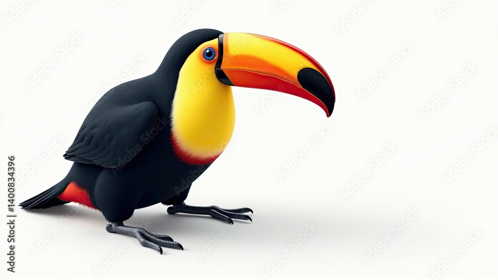 Naklejka premium The Tropical Elegance: A Toucan’s Vibrant Pose
