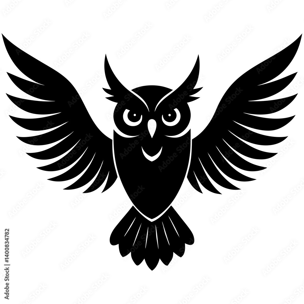 Fototapeta premium owl wide wings vector art silhouette