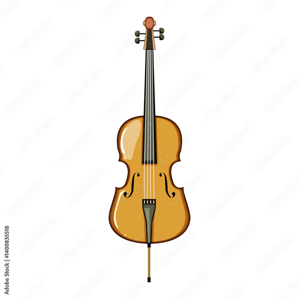 Fototapeta premium tailpiece cello cartoon vector illustration