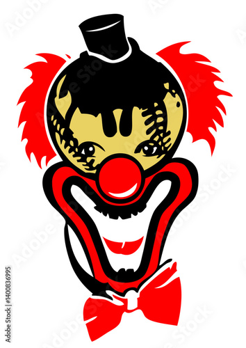 clown baseball balle nez rouge noeud papillon